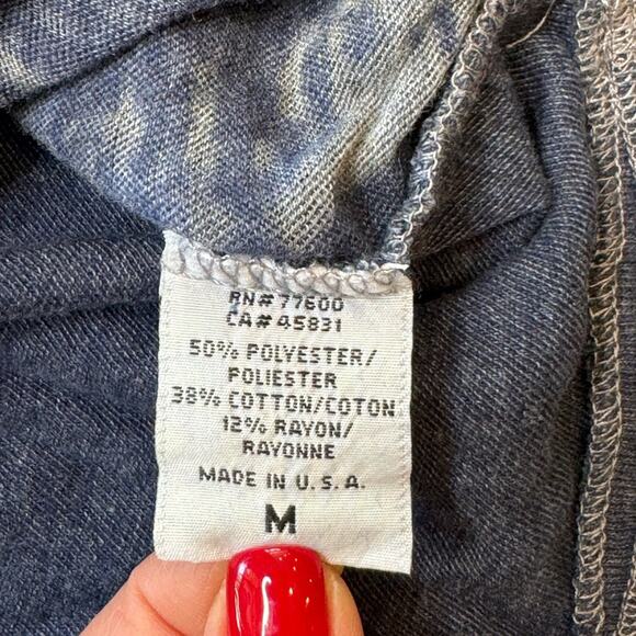 CHASER Women’s Blue Semi Sheer Elbow Sleeve Cut Out Open Back Scoop Neck Top - Picture 4 of 8